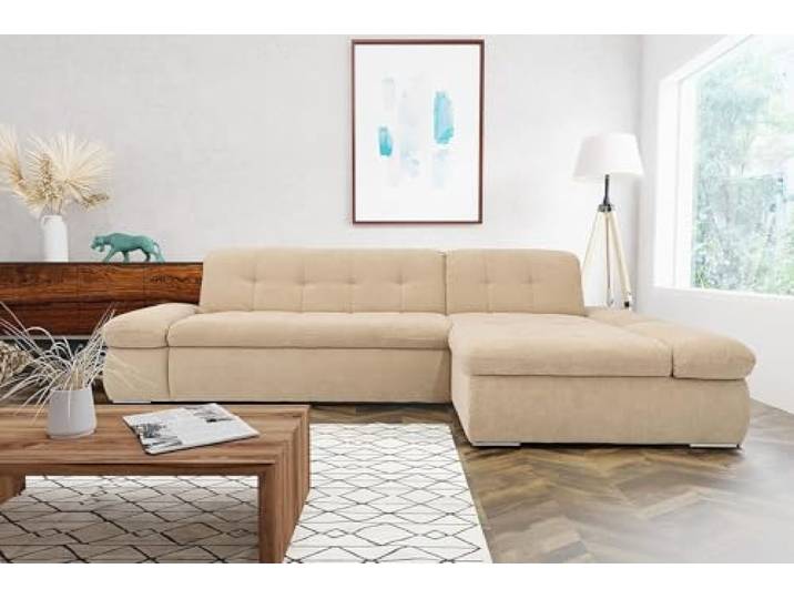DOMO. collection Ecksofa Moric, Couch in L-Form, Eckcouch, Sofa in L-Form 300 x 172 x 80 cm (BxTxH), beige
