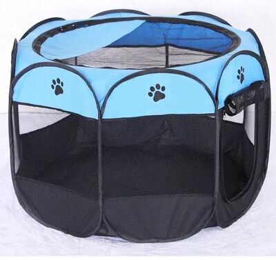 Inspired Living Portable Cat Tent & Foldable Pet Playpen For Travel, Indoor & Outdoor Use blue