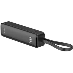 Rixus Digital Display Powerbank With USB-C Cable Built-in (5000 mAh), Powerbank, Schwarz