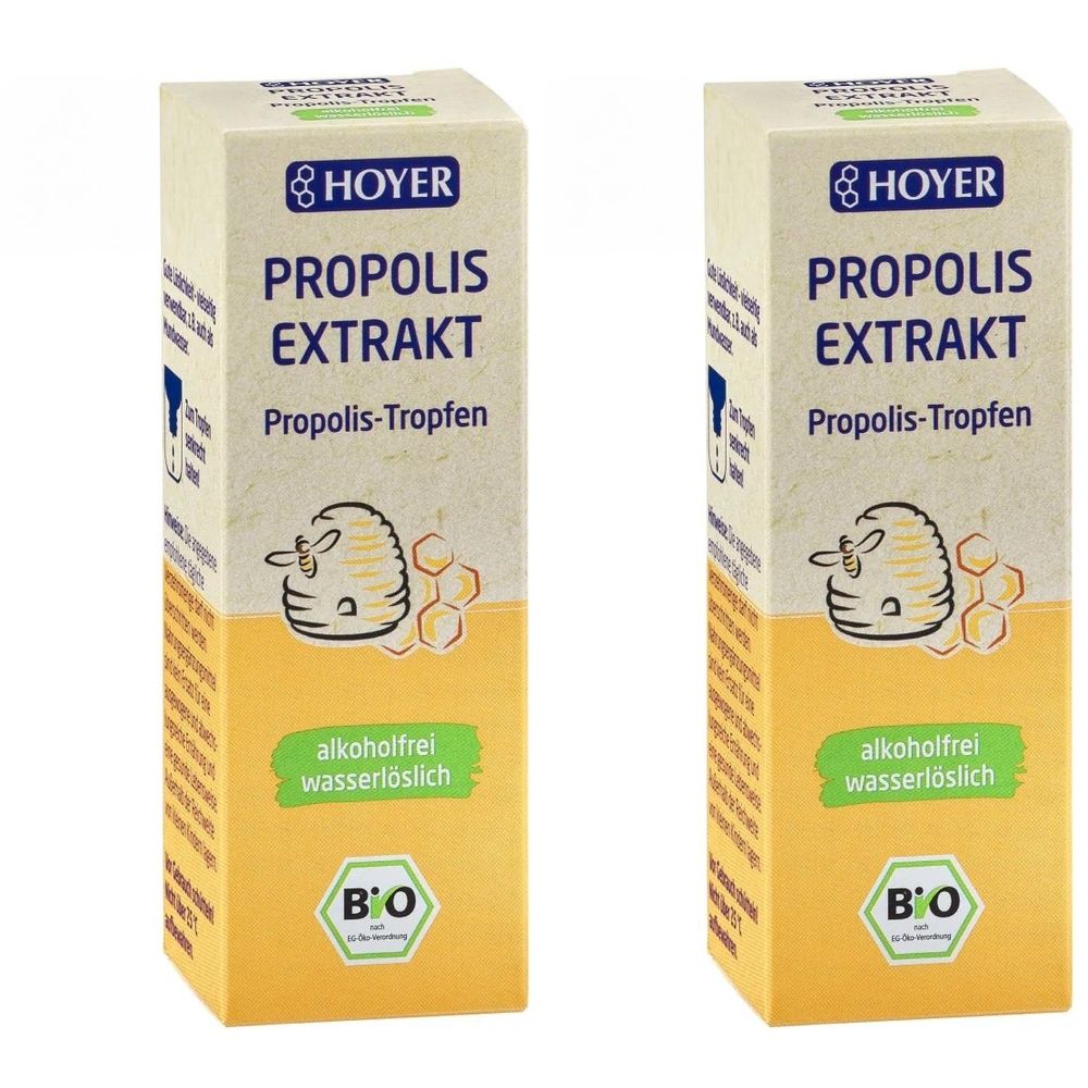 Hoyer Propolis Extrakt Bio alkoholfrei wasserlösl. 2x 2x30 ml Tropfen