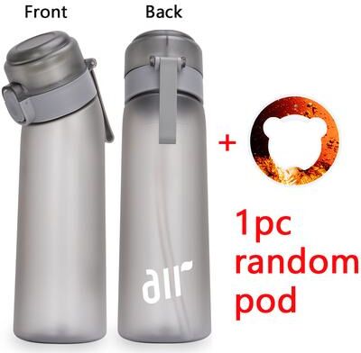 Quick Pick Pro Flavor Water Bottle With Scent Pods Leakproof Air Water Bottle With Straw For Sports & Travel grey