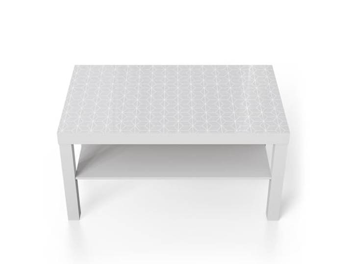 DEQORI Glastisch weiß groß 90x50 cm Motiv Geometrische Klarheit ausgefallener Beistelltisch aus Glas Hochglanz Couchtisch fürs Wohnzimmer moderner Couch Tisch mit Design