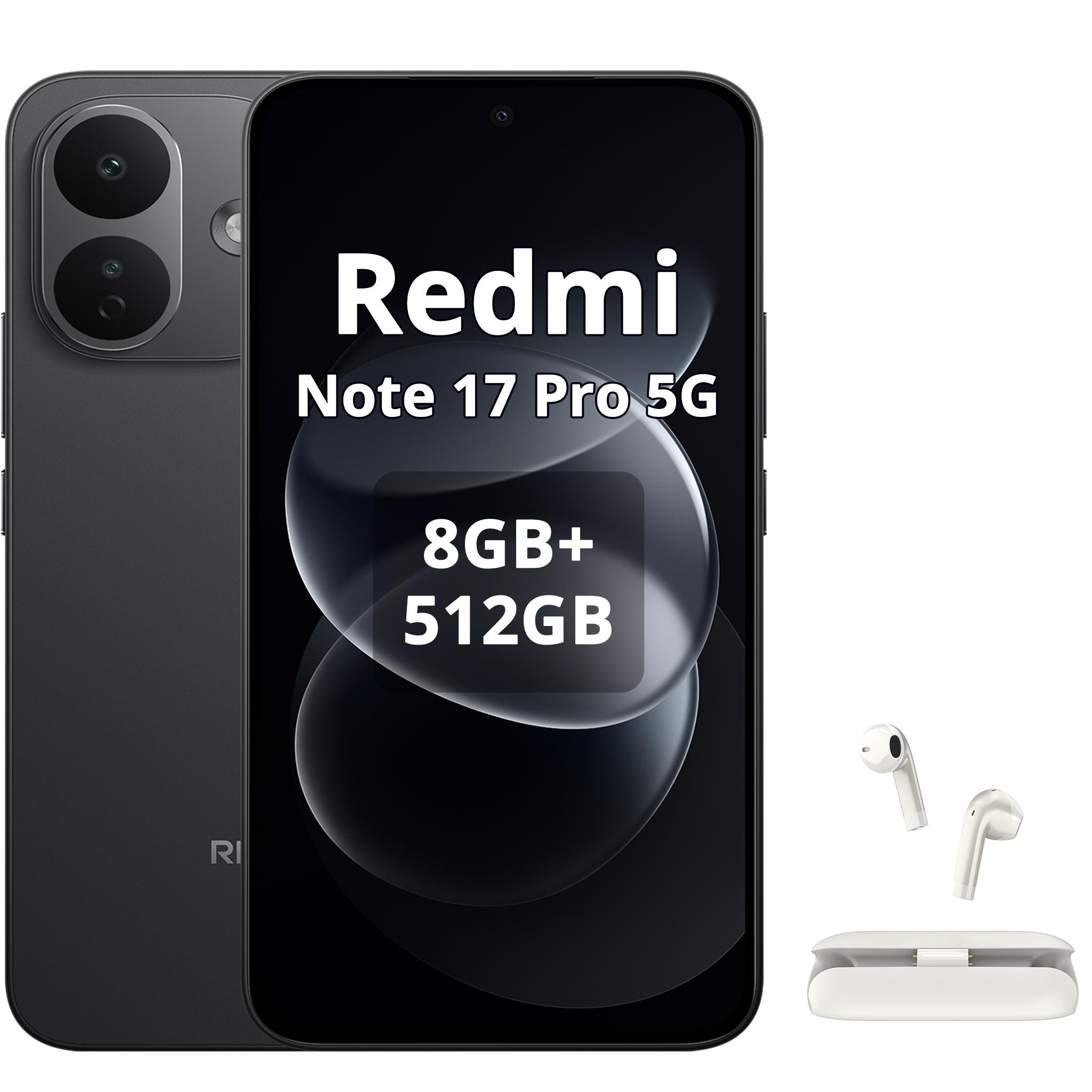 Xiaomi REDMI Note 17 Pro 5G Smartphone 8340mAh 8GB/512GB Schwarz (Mit Bluetooth-Kopfhörer)