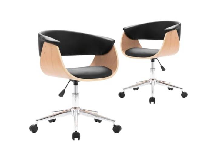 KGHERMDF Esszimmerstühle 2 STK. Drehbar Schwarz Kunstleder 360 Grad Schwenkbar, Höhenverstellbar Mit Gasfeder, Ergonomisch Gepolstert, Holzgestell Mit Metallbeinen