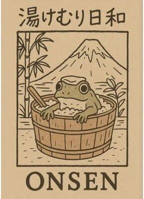 Inspired Living Japanese Frog Bathtub Wall Art Canvas, Funny Bathroom Wall Art, Japanese Frog Poster 20x30cm 6