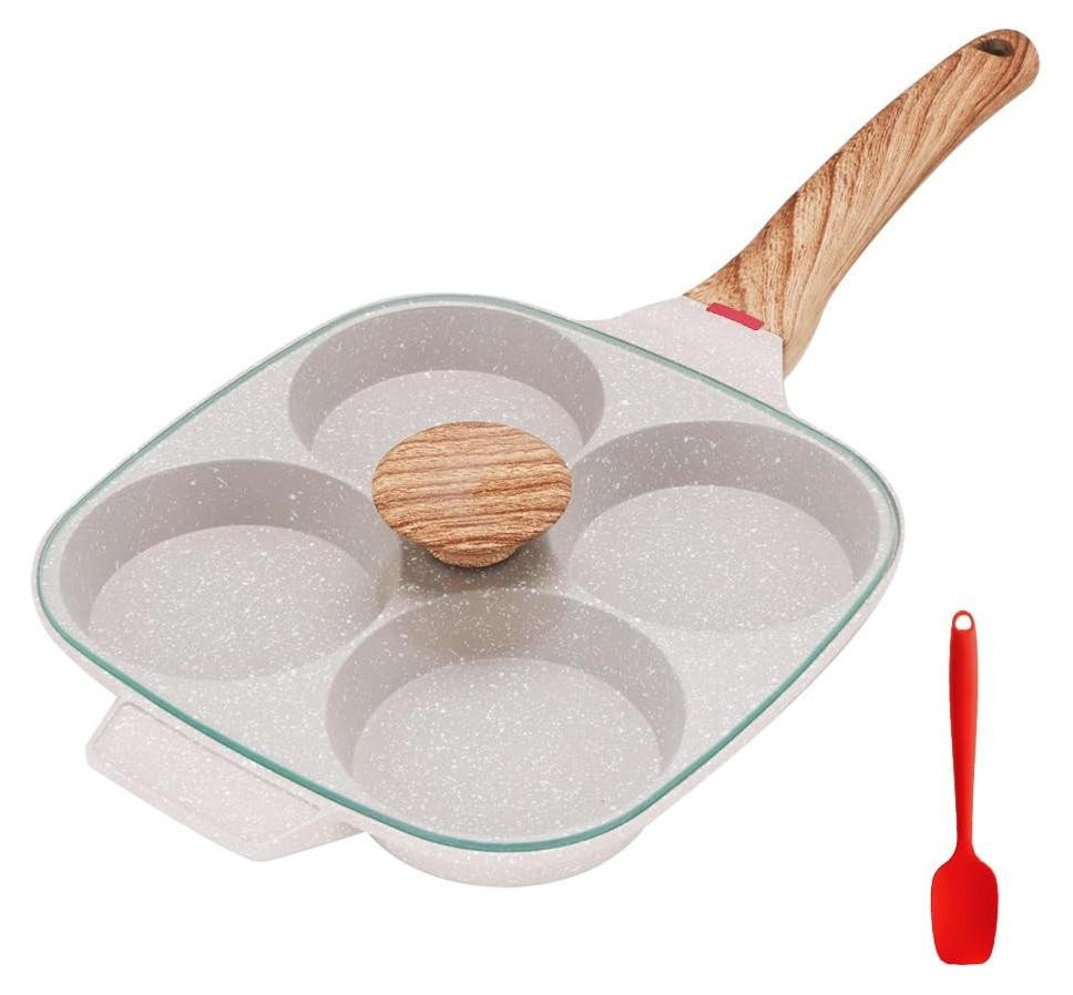Merkloze Non-Stick Eieren Pan met 4 Sleuven en Deksel