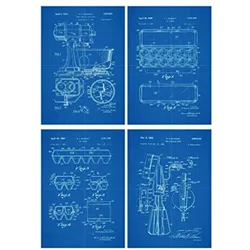 POSTER Set mit 4 Blau Kochfertig Das Hügelset A4 Rahmenlos