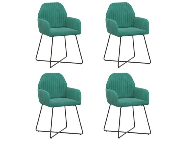 KKgypkn Esszimmerstühle 4er Set Samt Türkis 55x50x84 cm Atmungsaktiver Sitz, geneigte Rückenlehne, Metallrahmen, pflegeleicht