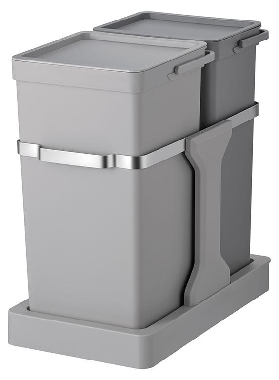 EKO Deco Inbouwafvalemmer 15+20 liter - RVS - Grijs