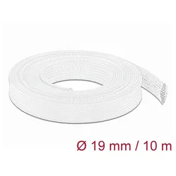 DELOCK Geflechtschlauch dehnbar 10 m x 19 mm weiß