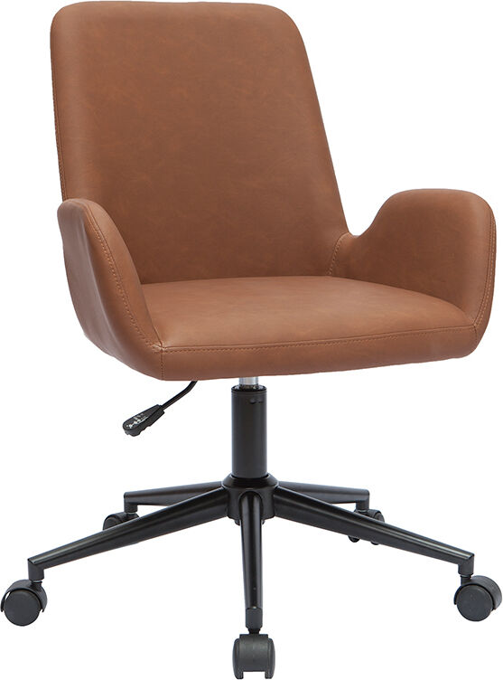 Miliboo Chaise de bureau à roulettes marron et métal noir ALBAN