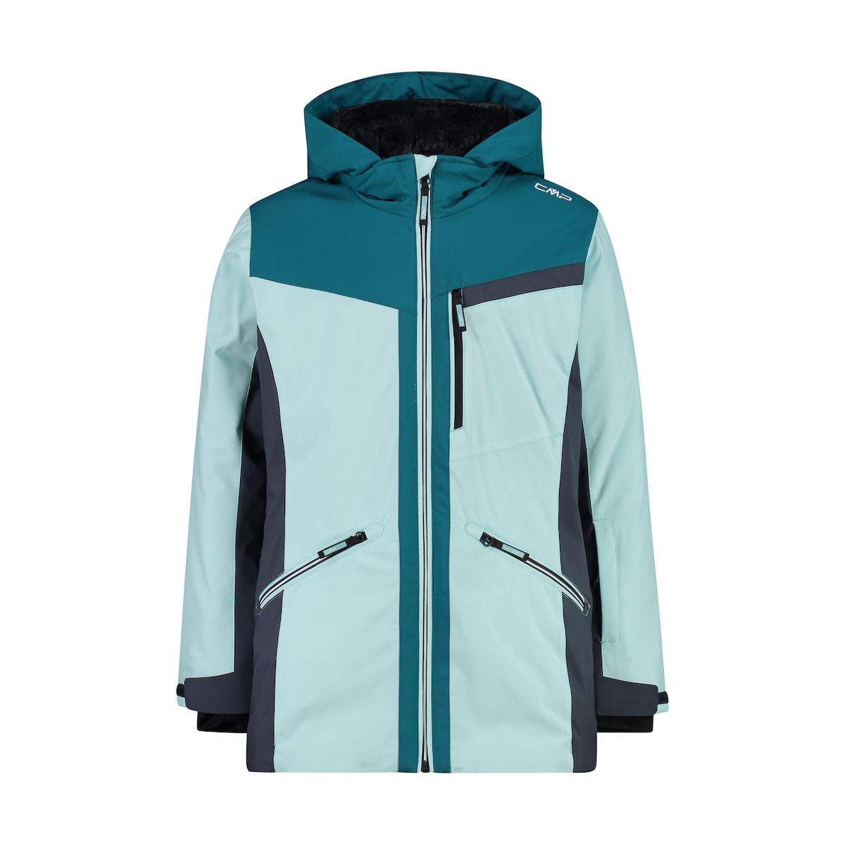 CMP KID G Long Jacket FIX Hood acqua (E309) 164 34W4855-E309-164