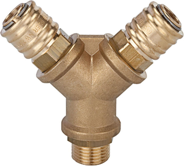 Riegler Distributeur avec 2 raccords rapides NW7,2, G 3/8 M, »R26EMS« (245.32-E)