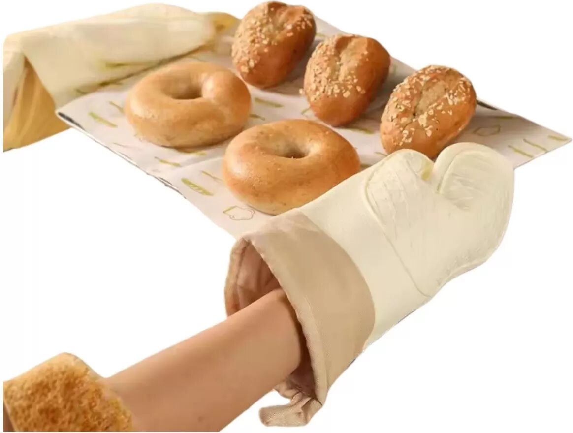 INF Wabenförmige Silikon-Ofenhandschuhe - Hitzebeständige Küchenhandschuhe, 2er Set Beige