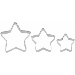 BIRKMANN Ausstechformen Terrasse Stern, 3-tlg., Ausstecher, Plätzchenform, Keks, Plätzchen, Edelstahl, 199392