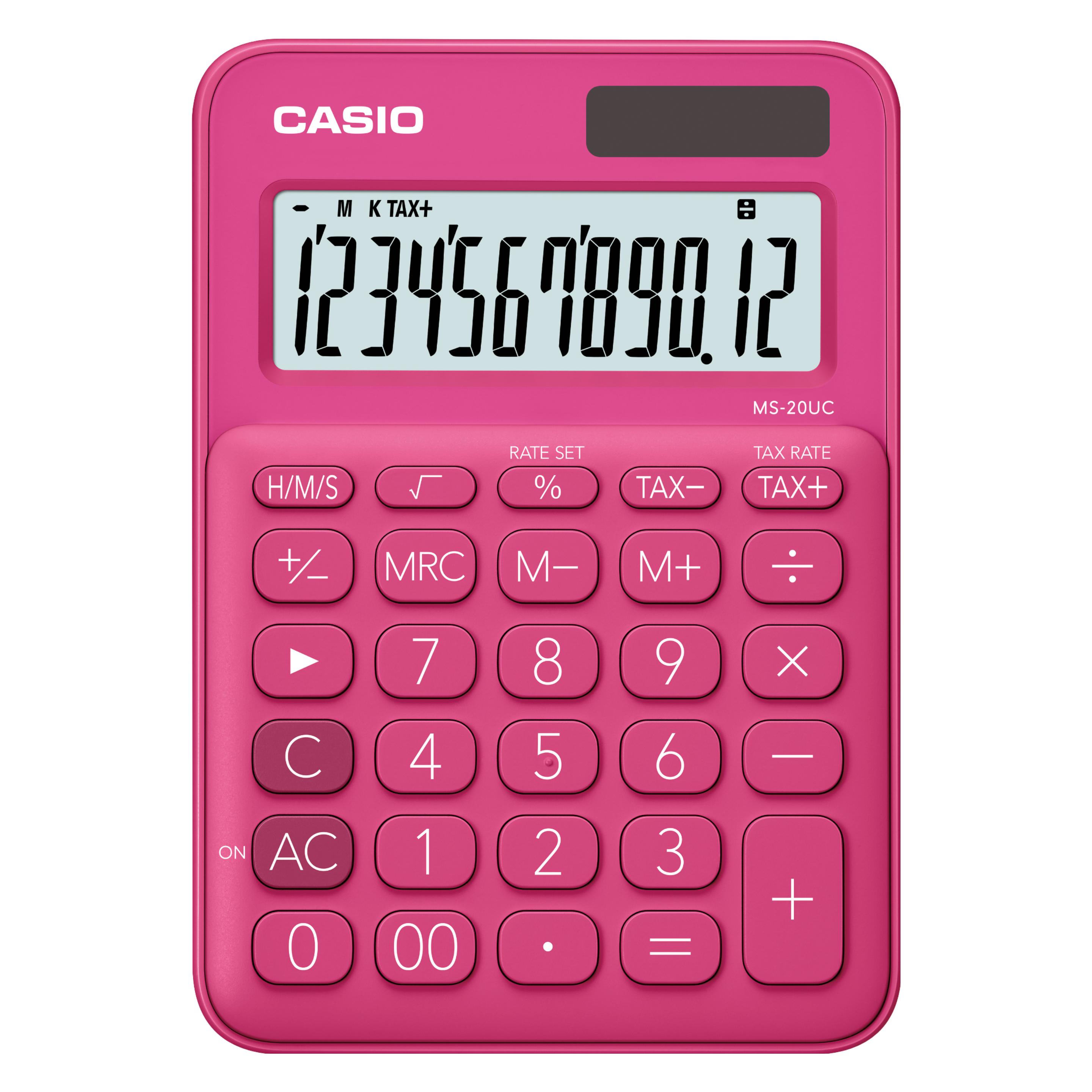 Casio Tischrechner MS-20UC (Batteriebetrieb, Solarenergie) (MS-20UC-RD-W-E)