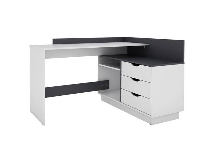 Eckschreibtisch mit Stauraum 105 cm Belfast Schwarz/Weiß