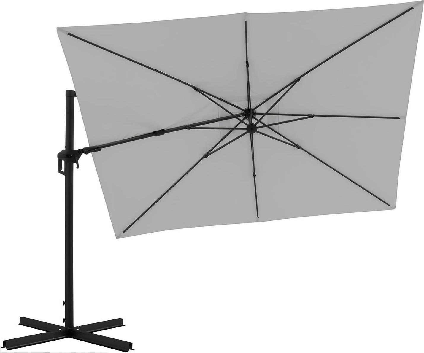 Ampel-Sonnenschirm - 350 x 260 cm - Hellgrau - Schwarz - Aluminium - Polyester - schwenkbar - drehbar