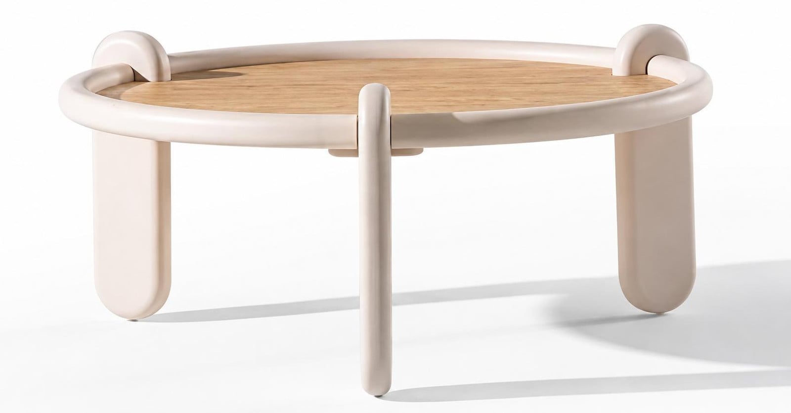 JVmoebel Set van 2 Bijzettafeltjes in Beige, Ronde Moderne Stijl
