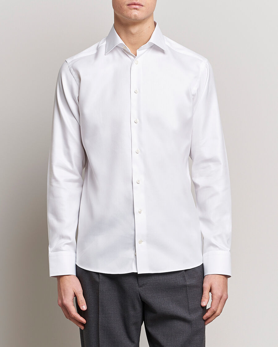 Eton Slim Fit Textured Twill Shirt White men M Hvid