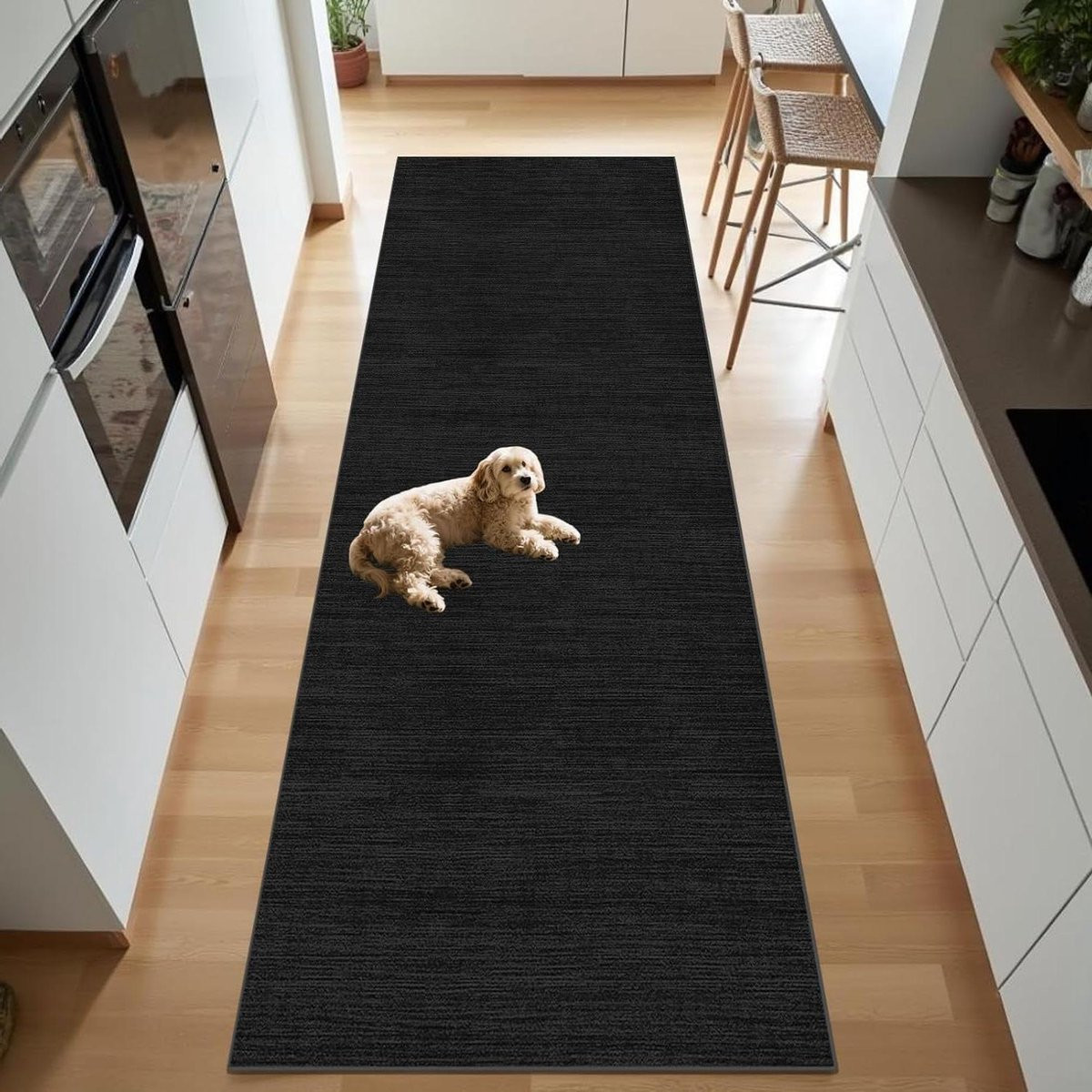 Modern grijs gangkleed voor keuken of hal, antislip en wasbaar, 100 x 180 cm