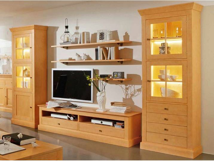 Casamia Wohnwand Wohnwand Wohnzimmer Schrank Set Santos 6-teilig Vitrinen TV Lowboard