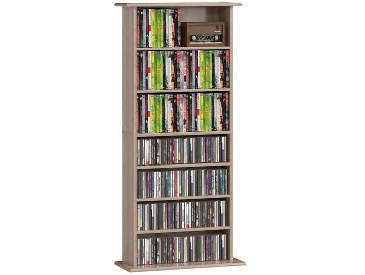 Rangements pour CD et DVD - HOMCOM - 8 compartiments et 6 étagères réglables - capacité max. 360 CD/185 DVD et Blu-ray - naturel
