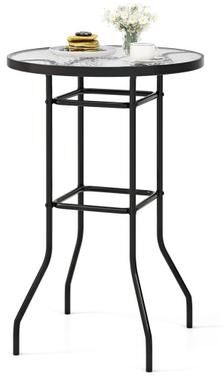 Costway 38 Inch Patio Bar Table with Tempered Glass Tabletop
