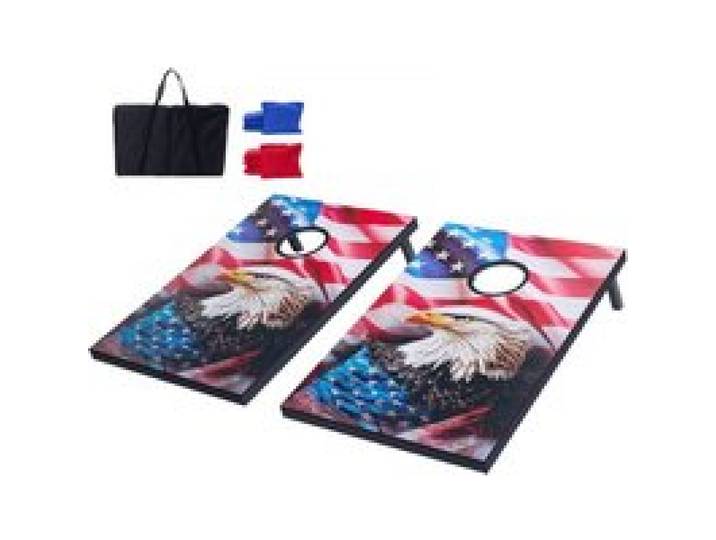 VEVOR Jeu de Cornhole 92 x 60 cm, Planche de Jeu de Poche Portable, Babette en Bois MDF, avec 8 Sacs de Haricots et Étui de Transport, pour Intérieur Extérieur Jardin Arrière-cour Plage Camping