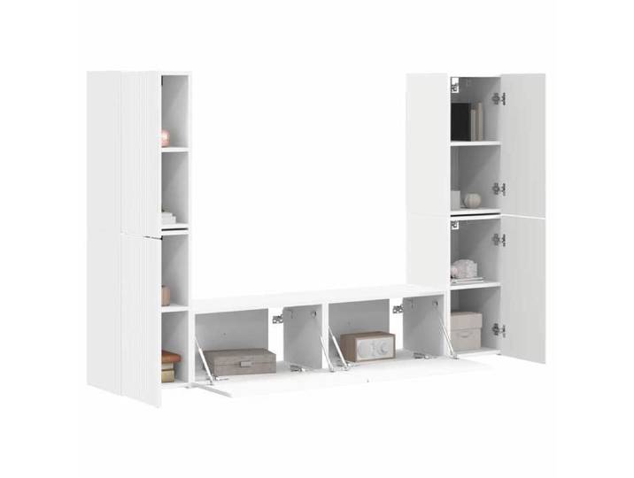 ARMOIRE TV - Ensemble meuble TV 6 pc Blanc - Bois d'ingénierie - Assemblage requis（8756）