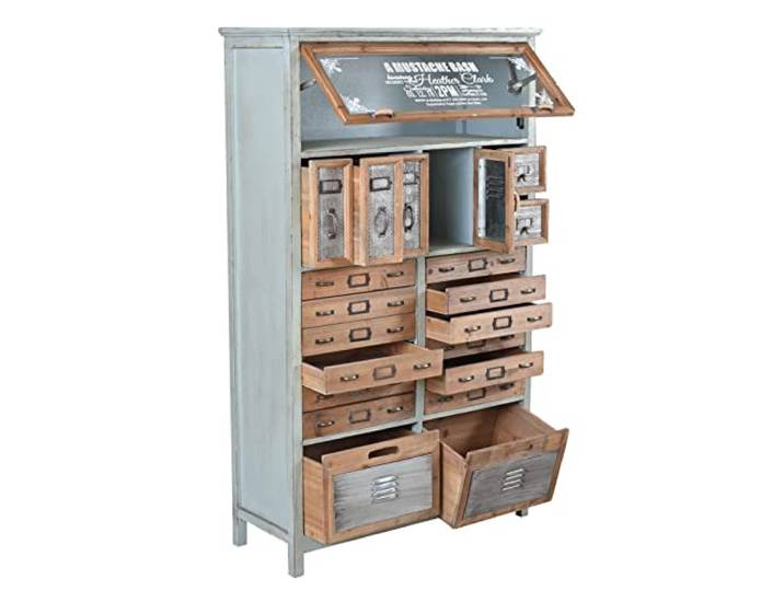 Hochkommode „LOFT Studio“ – Industrial Apothekerschrank Holz & Metall Vintage Schrank mit 19 Schubladen & Türen lof005 Palazzo Exklusiv