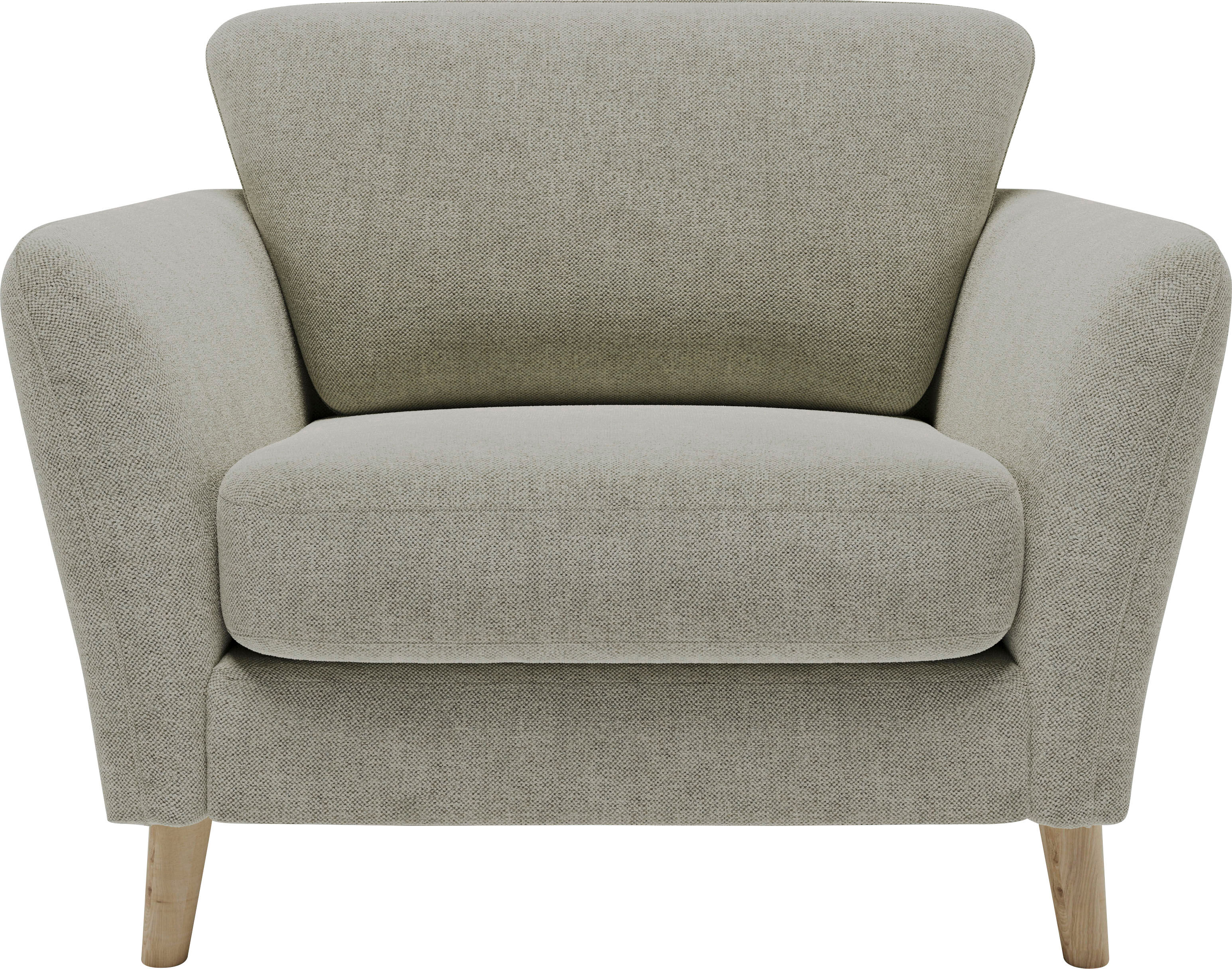 Sessel GOODPRODUCT "MARSEILLE", beige, B:103cm H:88cm T:90cm, Webstoff (100% Polyester);Struktur fein (58% Polyester, 22% Polypropylen);Filzoptik (100% Polyester), Sessel, Sessel, Massivholzbeine Eiche, Landhausstil, Wellenunterfederung beige Webstoff fei