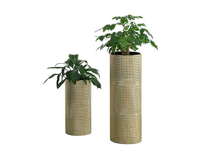 [en.casa] Ensemble de 2 Supports de Plantes Lot Pots de Fleur Set Cache-Pot Ensemble Bacs à Fleurs Vases Métal Tailles Différentes Doré Noir