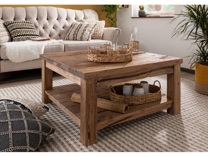 Couchtisch Teak 90x90x45 natur unbehandelt BASSANO #140