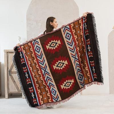 Boho-Überwurfdecke, bunte Chenille-gewebte böhmische Sofa-Schonbezug-Liege-Loveseat-Möbelabdeckung Azteken-Hippie-Überwurf-Decken