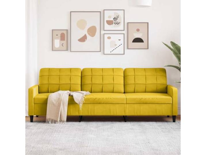 HEFZGDB 3-Sitzer-Sofa Gelb 210 cm Samt Modernes Metallgestell Wohnzimmer Sitzmöbel Bequem Entspannen Robust Stilvoll Komfortabel Langlebig Weich Polsterung Elegant