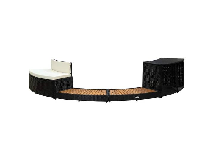 vidaXL Whirlpool-Umrandung Schwarz Poly Rattan & Massivholz Akazie, Holz, 124x56x289 cm, Freizeit & Co, Pools & Wasserspaß, Poolzubehör