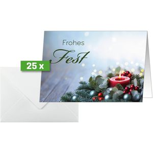 Sigel Weihnachtskarte DS640, Candlelight Cheer, 105 x 148mm (A6), Klappkarte mit Umschlag, 25 Stück