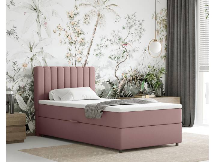 Boxspringbett 100x200 EVEREST, mit Topper, mit Bettkästen, Einzelbett, Rosa, Panda Möbel