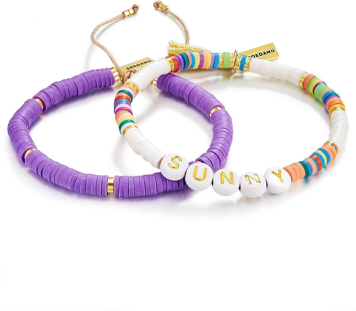 Perlenarmband YOKOAMII "Set: Y10", lila, Armbänder, Damen, Perlenarmband, 2er Set Armbänder