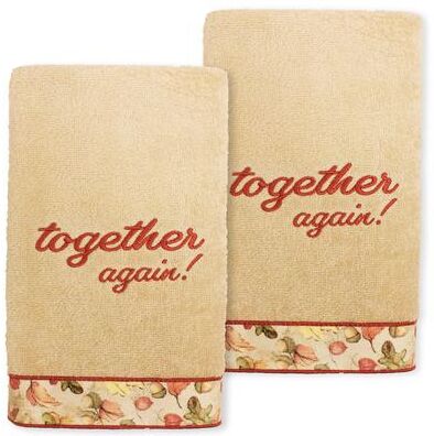 Authentic Hotel and Spa Thanksgiving Together Again - Embroidered Luxury 100% Turkish Cotton Hand Towels (Set of 2)