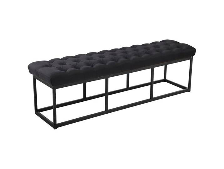CLP Banc Design Amun en Tissu Banquette avec Piètement en Métal Noir Mat Style Chesterfield Longueur 150 cm Noir