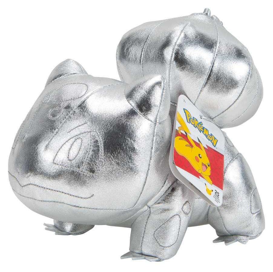 Jazwares Pokémon 25 Verjaardagseditie Bulbasaur Pluche Knuffel Zilver 20 cm