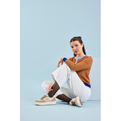 Plateausneaker RIEKER, Damen, Gr. 42, Warmfutter, beige (beige, creme), Nubuklederimitat, Schuhe Plateausneaker, Retro-Sneaker, Schnürschuh, Halbschuh mit Teddyfutter