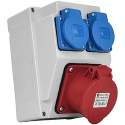 Baustromverteiler Gehäuse ohne Verkabelung 16A 400V 2x 230V Schuko Leergehäuse mit Steckdosen TpE 3317-200-5000