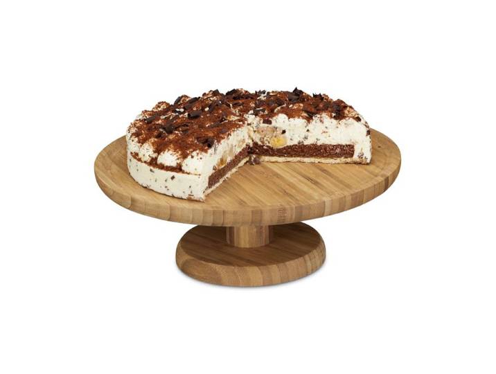 Relaxdays Tortenplatte Bambus Ø 33 cm