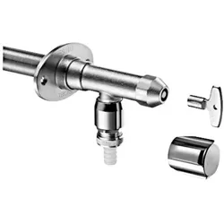Schell Polar II frostsicheres Außenwandventil 039980399  DN 15, mattchrom, Installationsbausatz, mit Rohrbelüfter