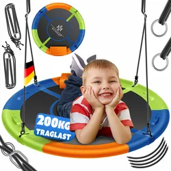 KESSER® Nestschaukel Tellerschaukel Hängeschaukel Rundschaukel Schaukel verstellbar Garten-Schaukel Kinderschaukel Indoor - Outdoor-Schaukel für Kinder & Erwachsene