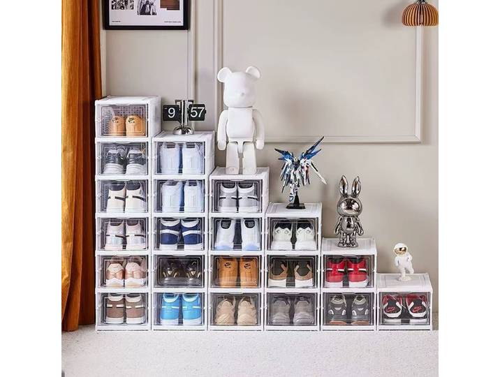 Pas d'installation étagère à chaussures pliable étagère à chaussures boîte de rangement pliante porte anti-poussière grande capacité multicouche étagère à chaussures pliante ZG557