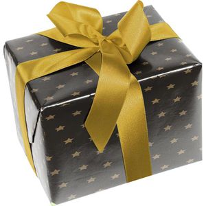 Clairefontaine Geschenkpapier Gold Stars 201339C, Sterne, schwarz/gold, 70cm x 50m